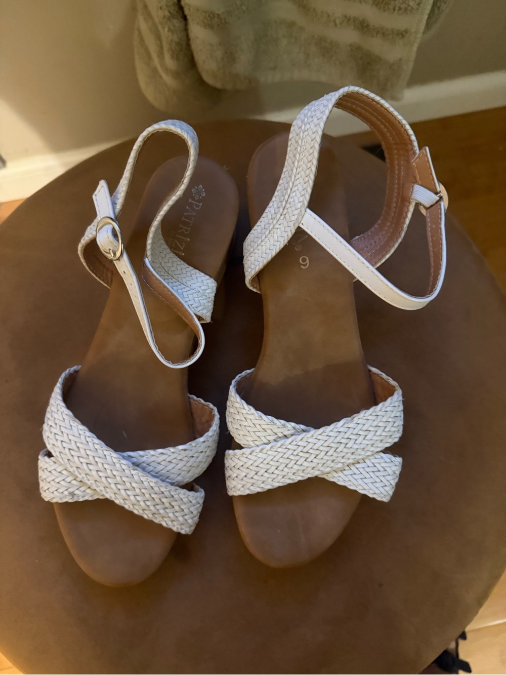 Braided White Ankle-Strap Sandals for Women
